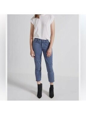 CURRENT/ELLIOTT NEW The Debbie Crop pants 100% cotton ankle zips bijou blue 27